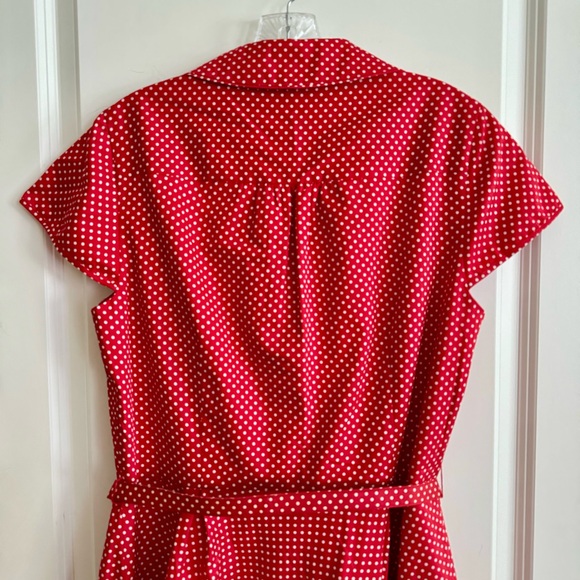 Laura Ashley Red and White Polka Dot Midi Dress - Picture 7 of 7